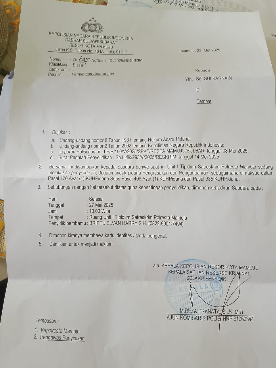 Pasca Aksi Jilid 3 Aliansi Rakyat Sulbar Tolak tambang : Korlap dan empat warga Kalukku kembali dilaporkan ke polisi